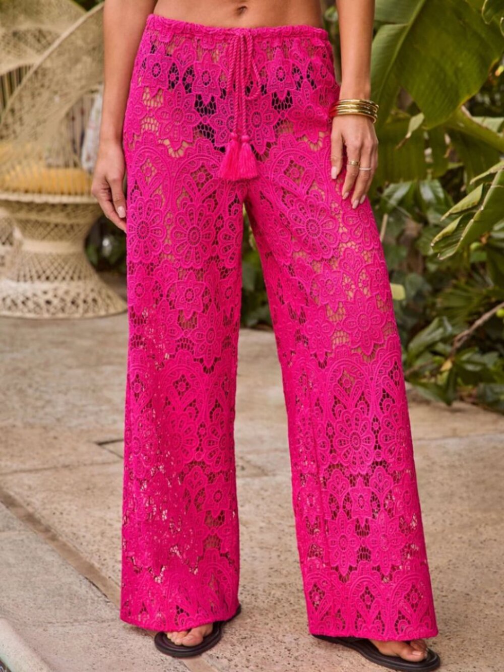 Warm Horizon Floral Crochet Drawstring Cover Up Pants | Vici